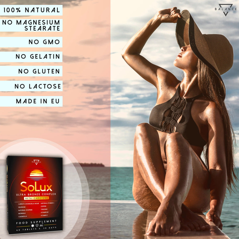 
                  
                    SOLUX™ X3 - Juego económico: 3 paquetes - Complemento alimenticio para un bronceado dorado saludable
                  
                